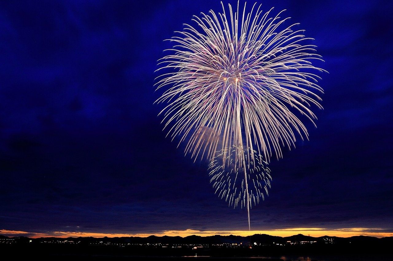 Fireworks during dusk